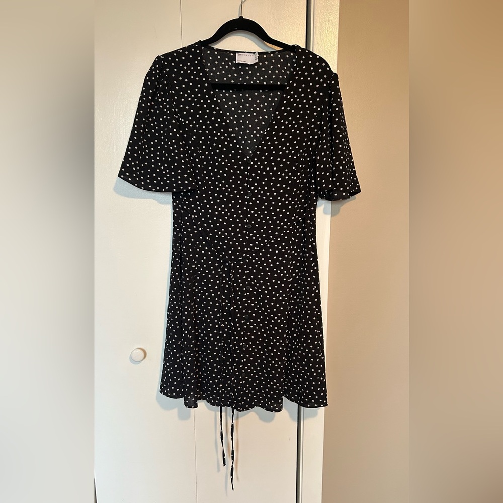 ASOS DESIGN Curve button through tie back mini tea dress with angel sleeve